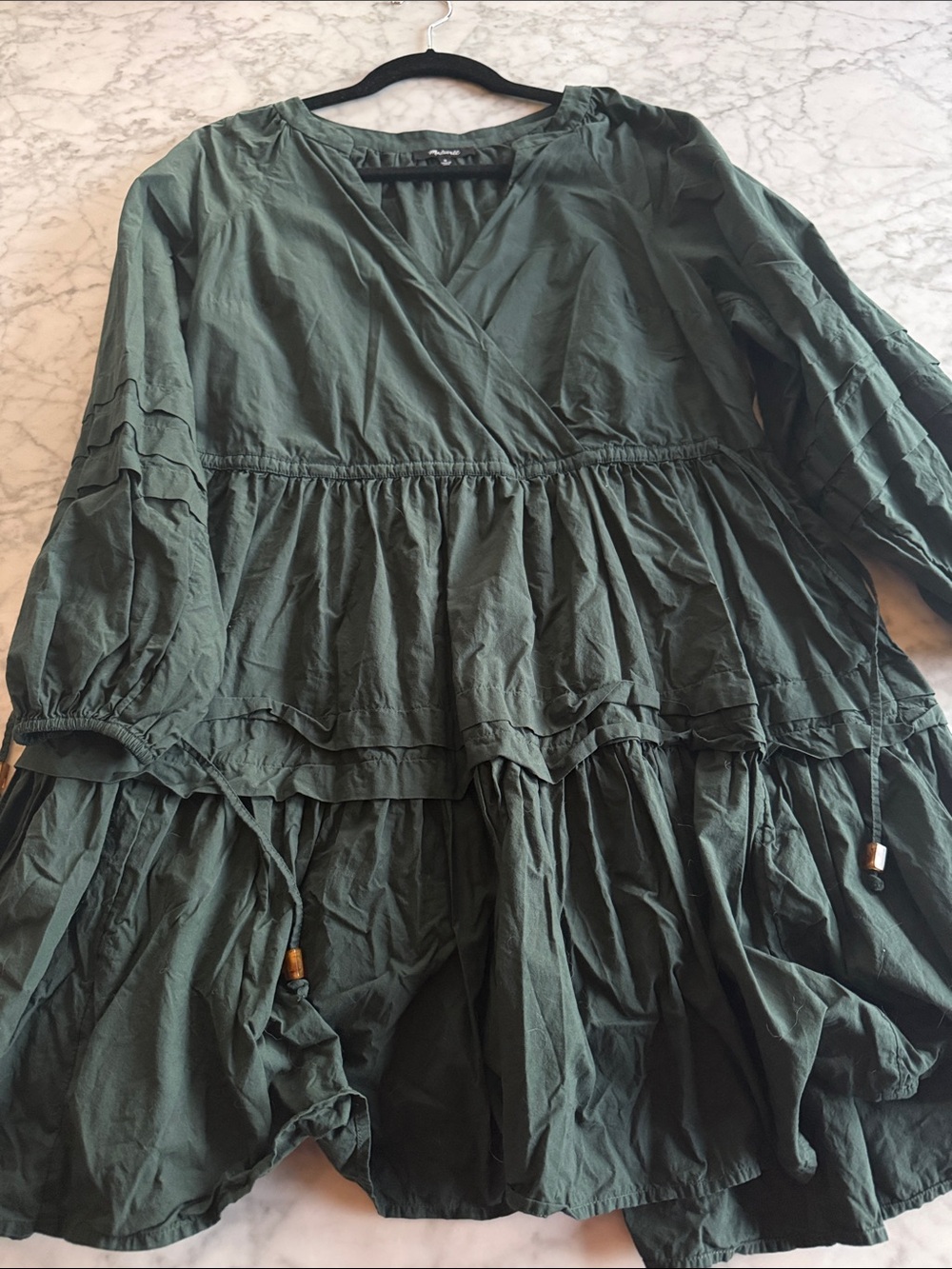 Madewell Dark Green Tiered Dress